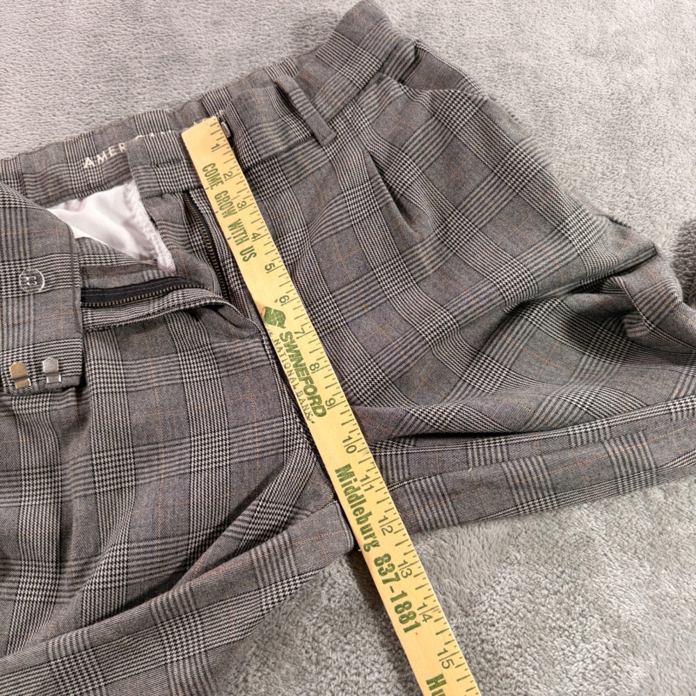 American Eagle Wide Leg Trouser Womens 4 Grey Glen Plaid Stretch High Rise Pant - Picture 6 of 11